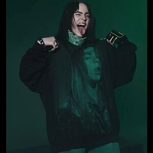 BILLIE EILISH x BERSHKA Oversized Face Hoodie 2019 WWAFAWDWG Sweatshirt Sz S